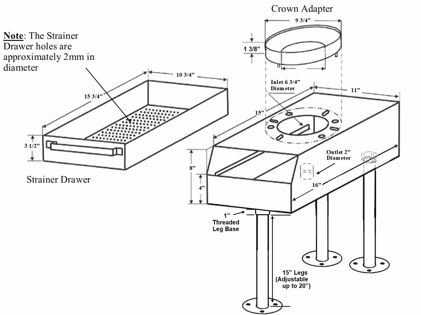 The Drain Strainer XL Updated Installation Instructions and Dimensions - Commercial Garbage Disposal Alternative